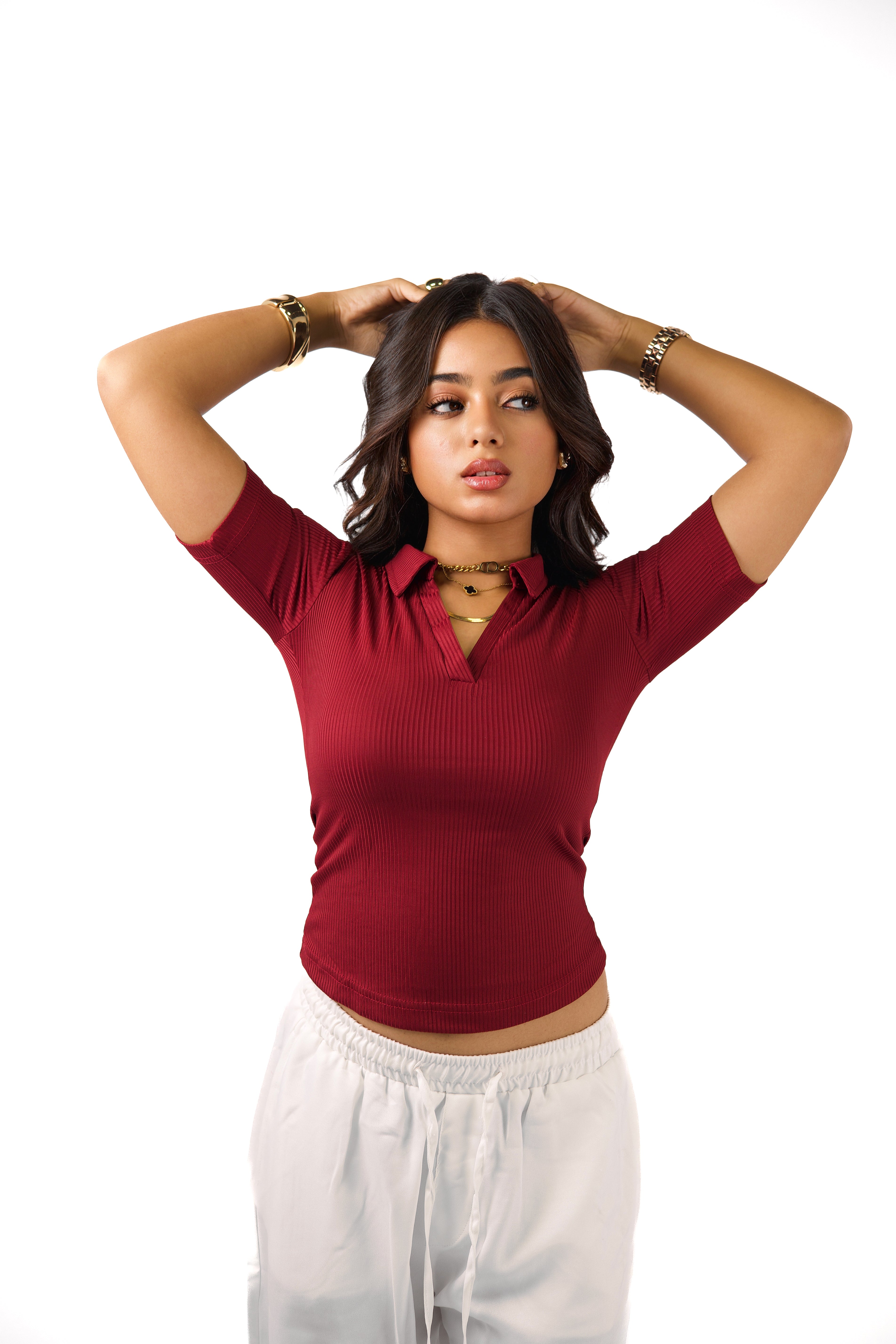 Ribbed Collar Top