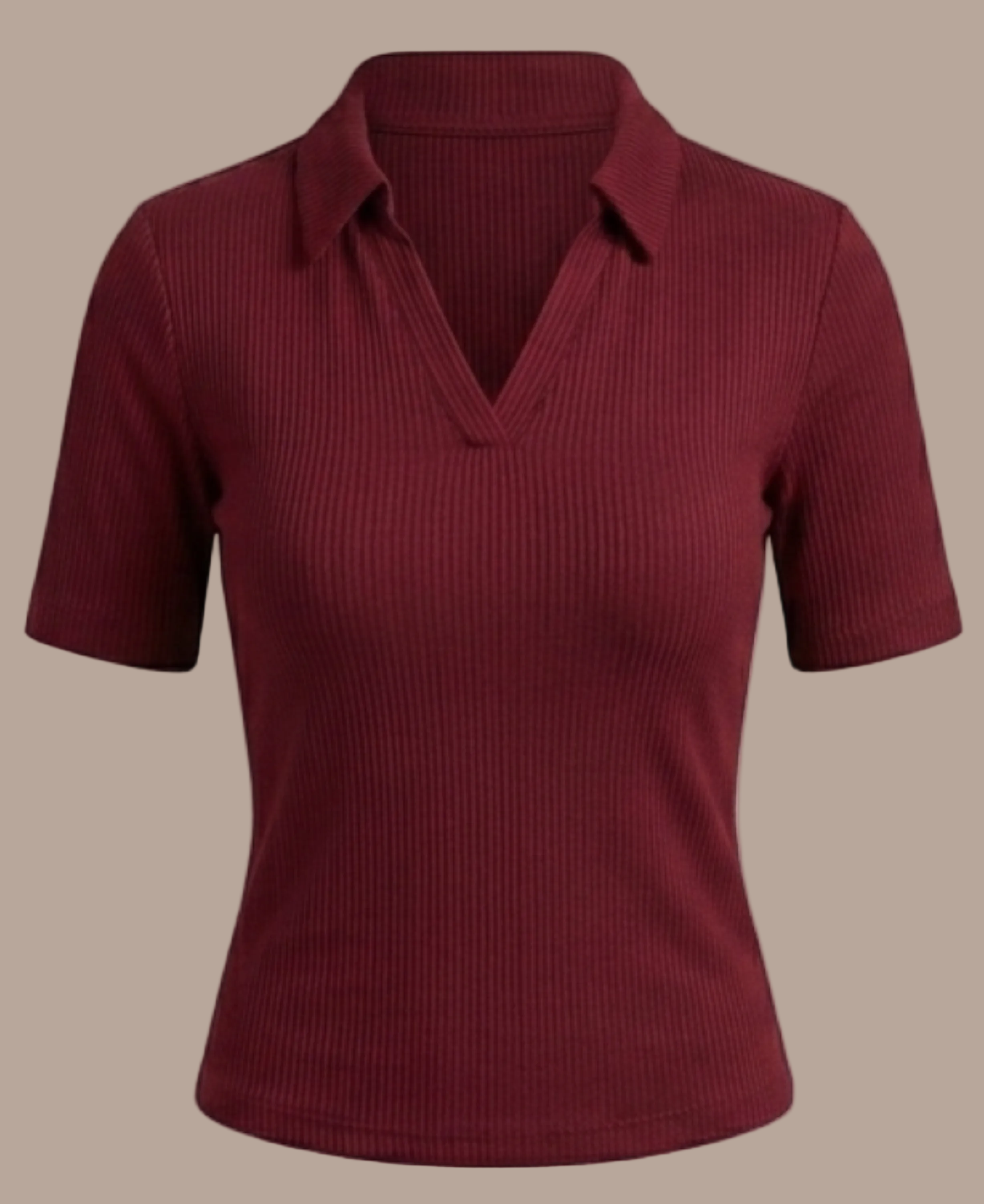 Ribbed Collar Top